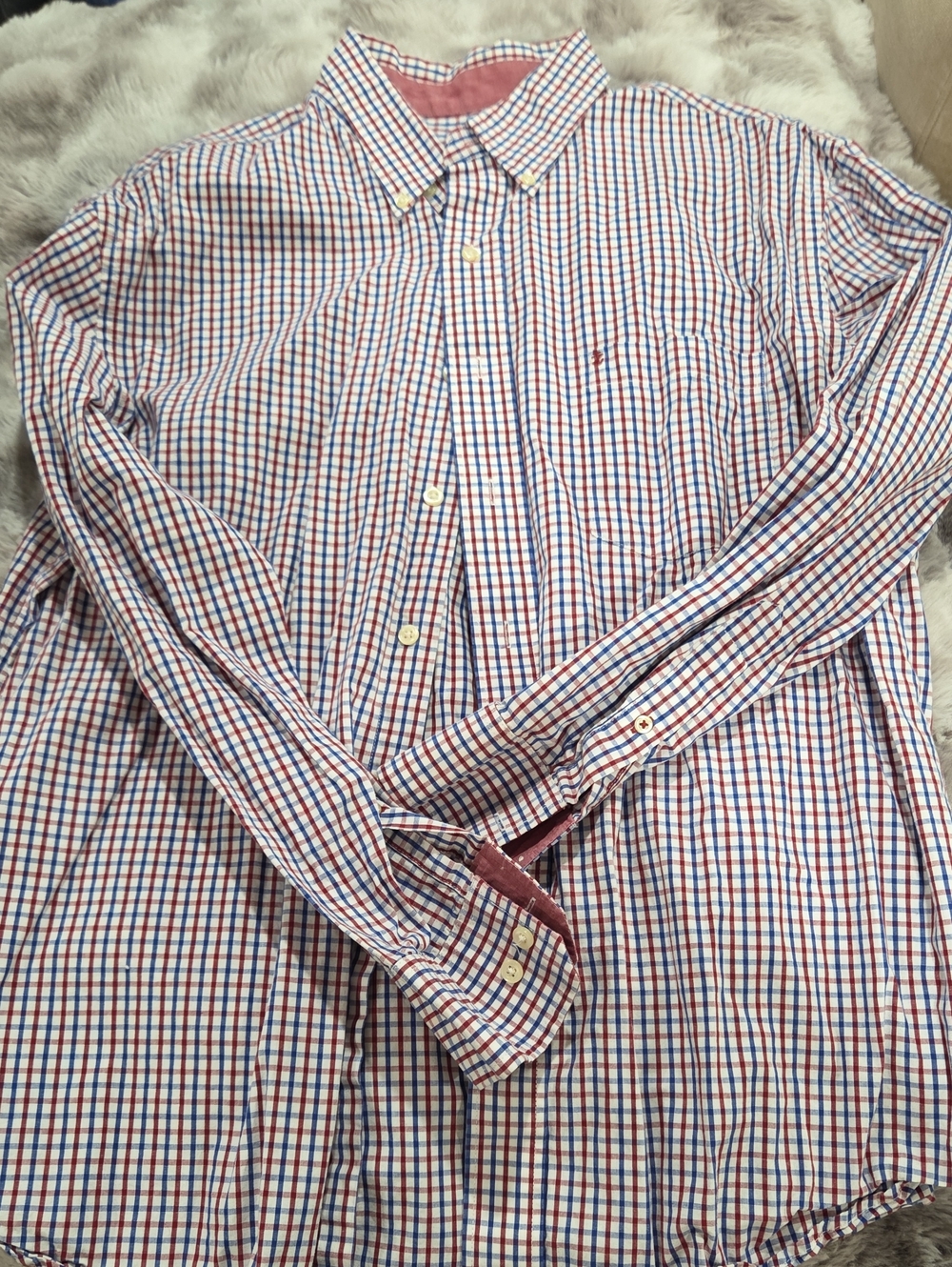 Izod Men's Red & Blue Checked Button-Down Shirt